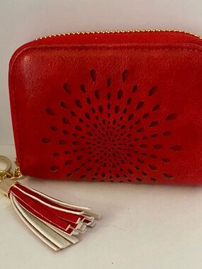 Red Women's Zip Wallet with Tassel Accent NWOT